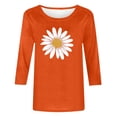 thumbnail image 4 of Tops for Women Plus Size 3/4 Sleeve Round Neck Orange Festival Print Casual Top Orange XXXL, 4 of 4