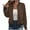 Brown, variant on Women's Bomber Jacket Varsity Casual Zipper Coarse Knitted Baseball Jacket