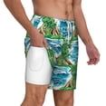 thumbnail image 3 of Picia Hawaii Palms pattern Mens Swim Trunks with Compression Liner Stretch Beach Shorts Quick Dry with Zipper Pockets No-Chafing Board Shorts-XX-Large, 3 of 9