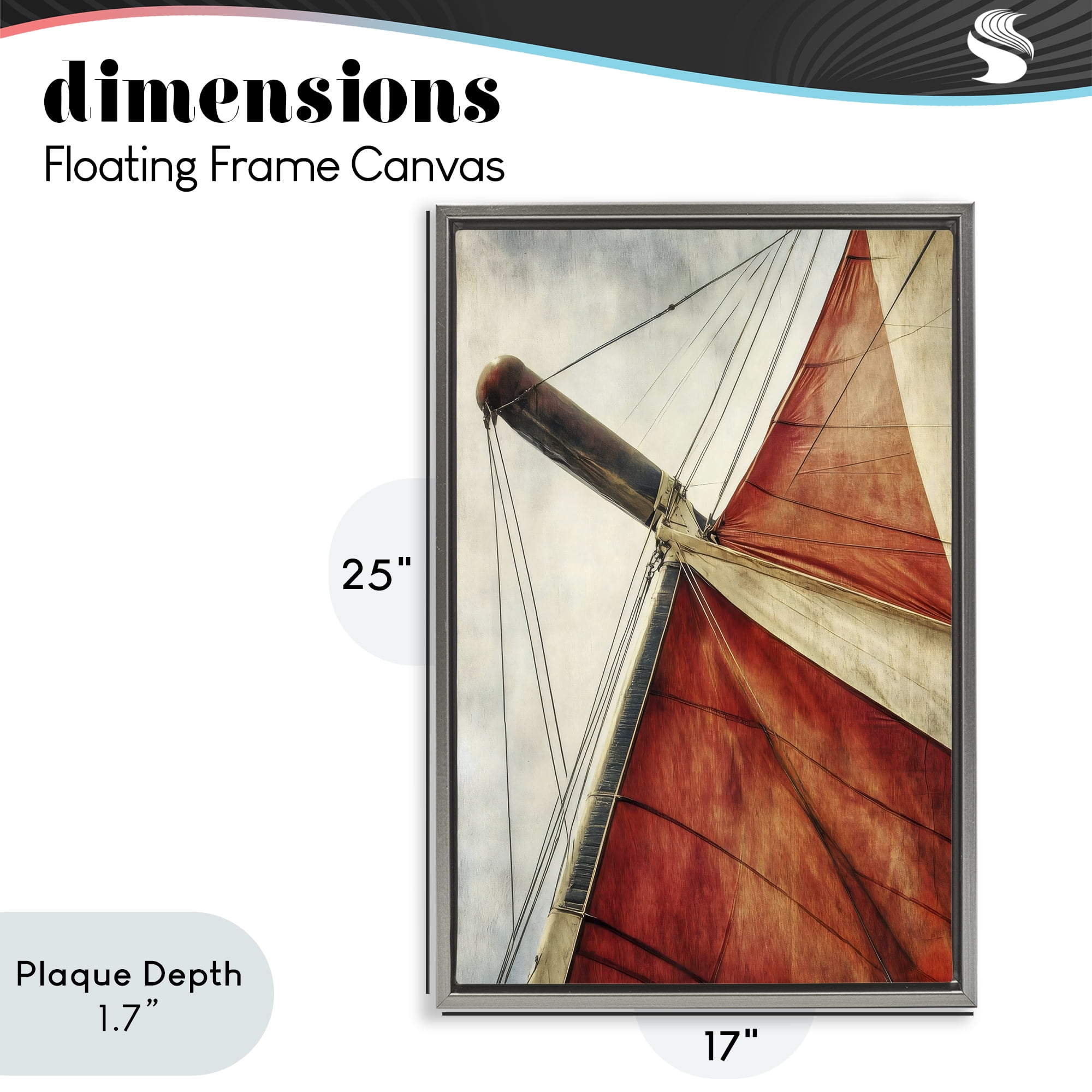 Stupell Industries Red Sail at Sea Gray Framed Floater Canvas Wall Art, design by Creative Studio