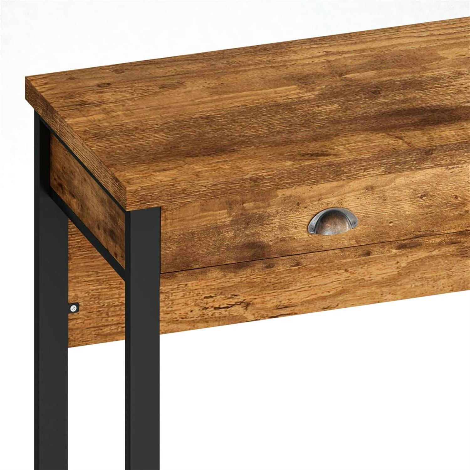 Demi Bonn 4-Piece Dining Table Set with 3 Upholstered Bar Stool, Power Outlets and Drawer,dustrial Kitchen Bar Table Furniture Sets for Apartment, Brown