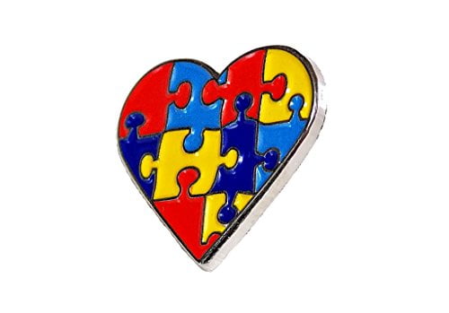 Autism puzzle heart enamel pin badge
