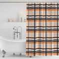 thumbnail image 4 of Orange Black Plaid Waterproof Fabric Shower Curtain,Farmhouse Orange Black Checkered Waterproof Fabric Shower Curtain for Bathroom Curtains Bathtubs Hotel Shower Curtains with 12 Hooks Long 72x78in, 4 of 8
