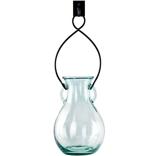 Couronne Company M214-100 French Country Hanging Glass Vase & Wall Hook, 18", Clear, 1 Piece