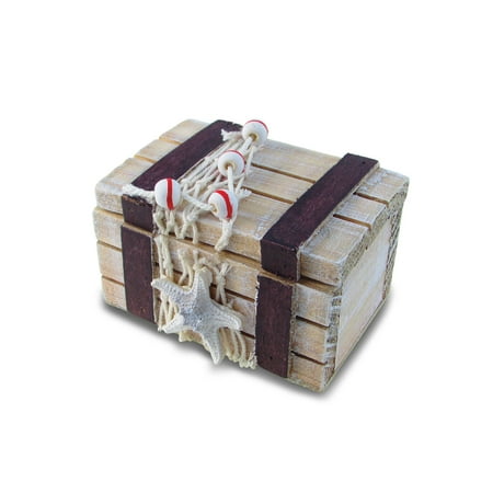 Unique Decorative Boxes Puzzled Nautical Wood Jewelry & Accessories Keepsake Box with Starfish & Fishing Net, 3.5?L x 2.1?H Handcrafted Organizer Unique Vintage Trinket Storage Treasure Hinged Lid - Nautical Beach Home D?cor ()