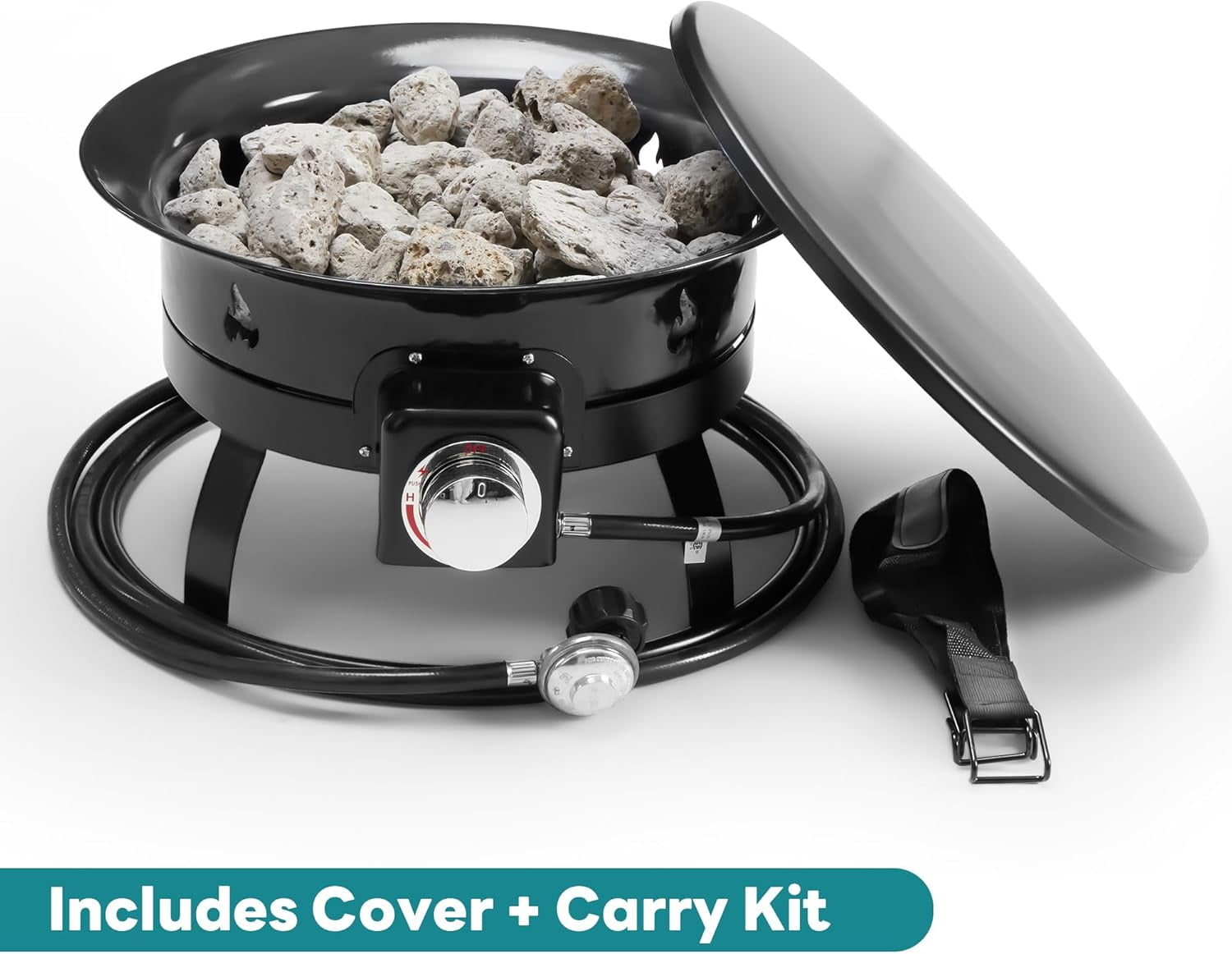 LIFERECORD 58,000 BTU Smokeless Gas Fire Pit - 19" Portable Outdoor Propane Fire Pit with Cover & Carrying Kit
