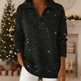 thumbnail image 2 of WTXUE Women's Sequin Polo Neck Knit Sweaters Sparkle Casual Long Sleeve Blouses Shimmer Glitter Sweatshirt Party Loose Fit Shirts Tunic Tops Trendy Basic Pullover Sweaters Black L, 2 of 3