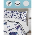 thumbnail image 4 of Quilts Queen Size Bedding Set, Blue Starry Sky Cat Lightweight Quilted Comforter, Cat Paw Farmhouse Soft Reversible Bedspread Coverlet with Pillow Covers for All Season, 90" x 96", 4 of 7
