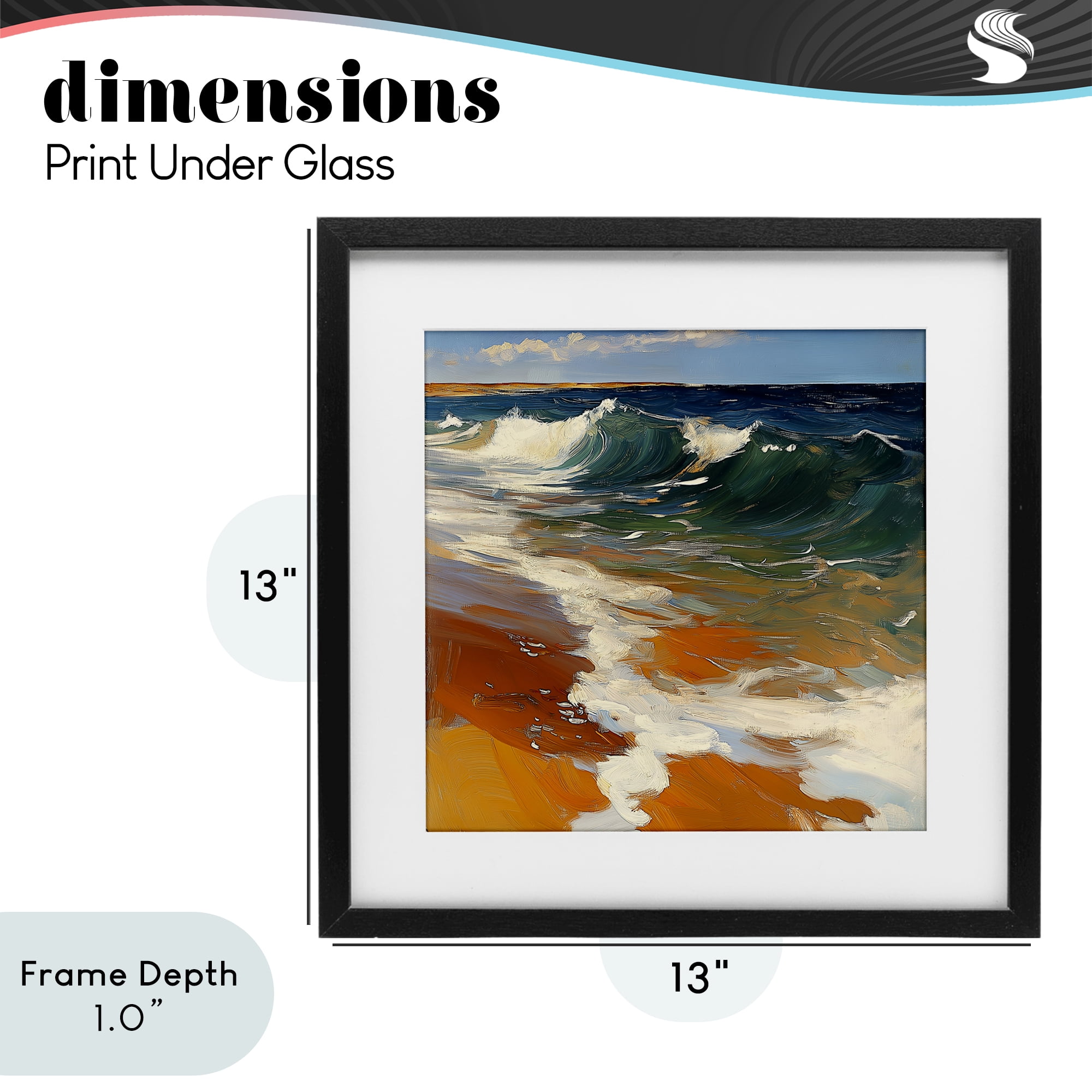 Stupell Industries Glassy Ocean Waves Break Black Framed Print Under Glass, design by Walker Noble