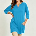thumbnail image 6 of Bosfbaoi Plus Size Tunic Tops for Women Notched V Neck 3/4 Sleeve Loose Casual Blouse with Side Pockets, 6 of 7
