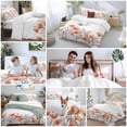 thumbnail image 6 of Orange Spring Floral Bedding 3 Piece Duvet Cover Set Queen Size, Watercolor Summer Botanical Soft Microfiber Comforter Cover with Zipper Closure & Pillowcases, Wrinkle & FadeResistant Quilt Cover, 6 of 9