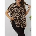 thumbnail image 5 of Cuteduck Womens Plus Size Blouses Leopard Print Button Down Loose Fit Casual Short Sleeve Top 1X-5X, 5 of 6