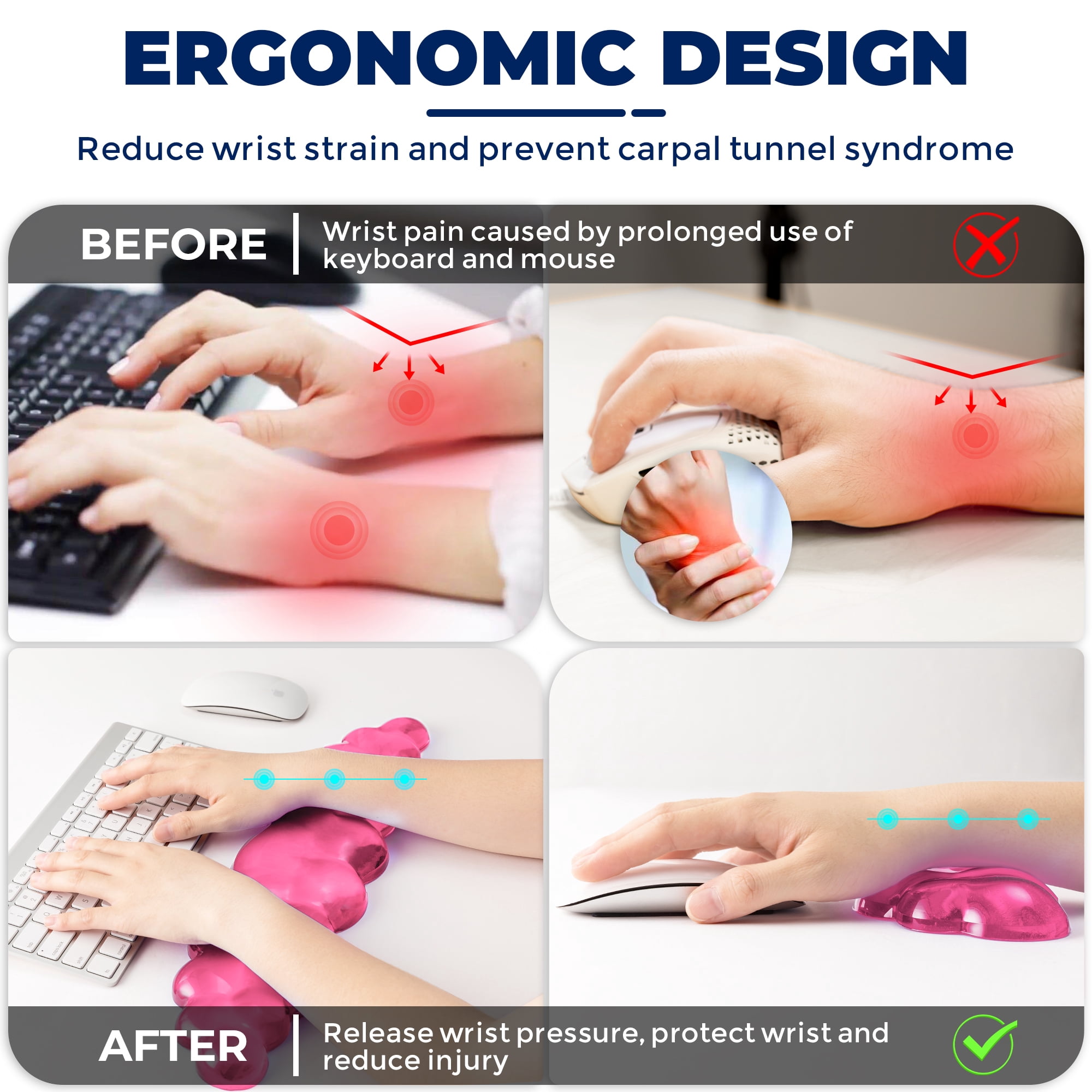 ABRONDA Gel Cloud Keyboard & Mouse Wrist Rest Set - Cloud Keyboard Wrist Rest Pad & Mouse Support for Office Gaming Pad Computer Laptop Ergonomic Comfortable Pain Relief- Cloud Pad Set