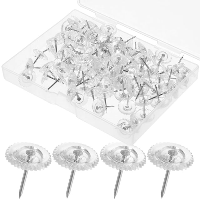 CUITING 100 Pcs Piques Transparentes pour Tableau Blanc, Piques Transparentes pour Pouce, Tableau de Bord