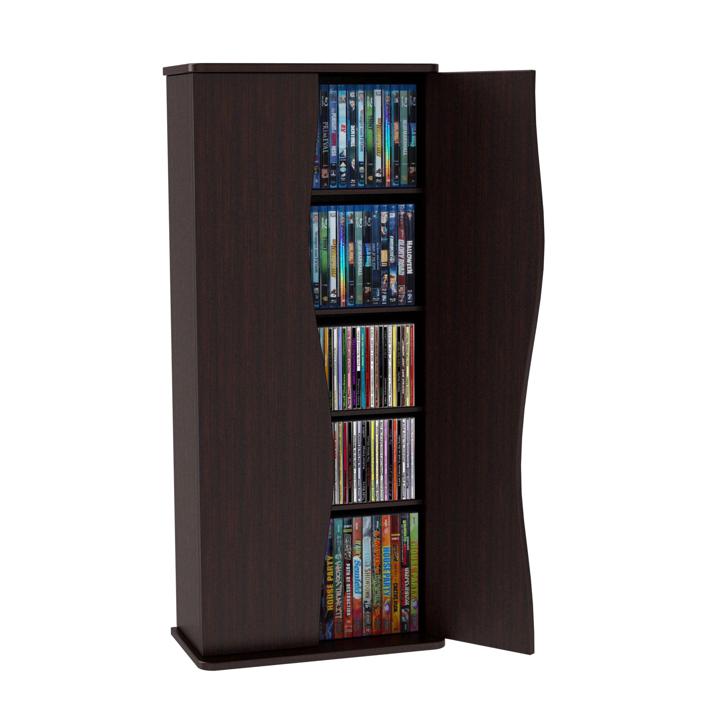 Atlantic 35" Venus Small 6-Shelf Media Storage Shelf & Cabinet (198 CDs, 88 DVDs, 125 BluRays), Espresso - image 5 of 7