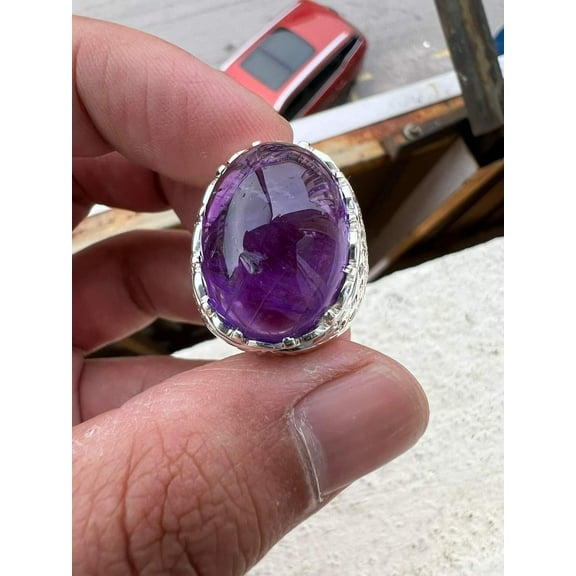 NATURAL BLACK ONYX GEMSTONE 18K WHITEGOLD MALE RING