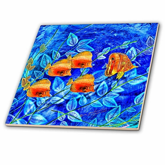3dRose, Tropical Fish, 4 Inch Ceramic Tile