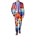 thumbnail image 6 of Male Rainbow Long Sleeve Coat and Pants Two Piece Suit with Printed Design, Button Closure, Pockets, Includes Tie - Men's Crazy Prom for Holiday Party Events, 6 of 6