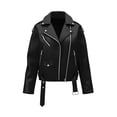 thumbnail image 2 of XUNKUSGA Faux Leather Jackets for Women Fashion Lapel Long Sleeve Zipper Up Moto Jacket Women with Buckle Belted Vintage Bike Motorcycle Coat Streetwear Black S, 2 of 7