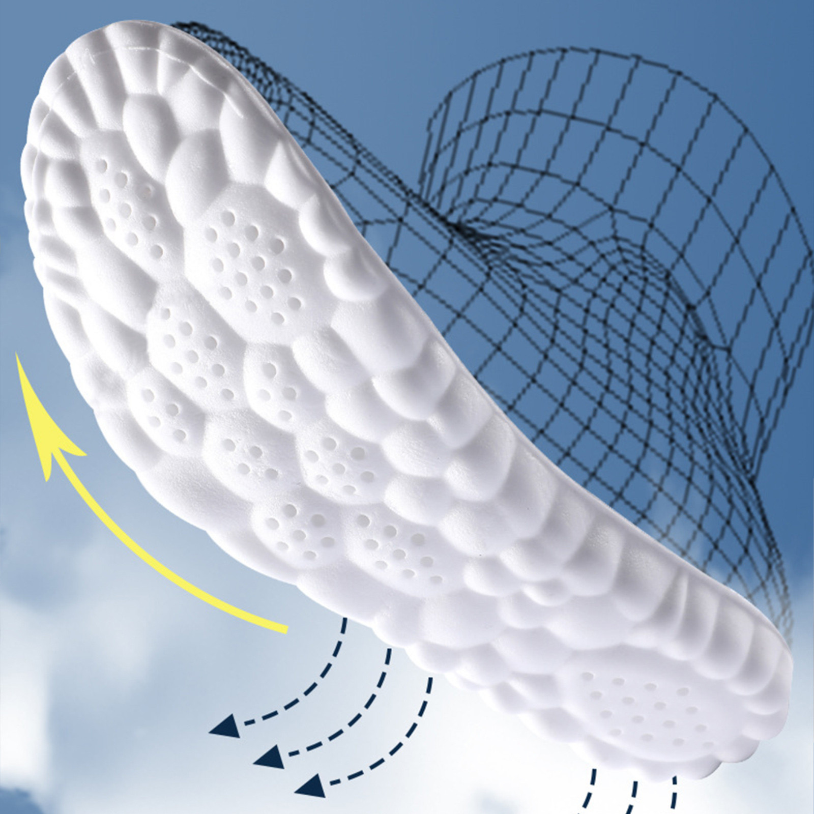 4D Cloud Technology Orthopedic Insoles – Super Soft TPU, Unisex Gray
