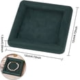 thumbnail image 2 of Velvet Jewelry Display Tray Rectangular Green Jewelry Holder Dish Showcase Display Organizer Trinket Storage for Women Ring Earring Necklace Pendants Bracelet Watch Velvet Jewelry Plate, 2 of 9