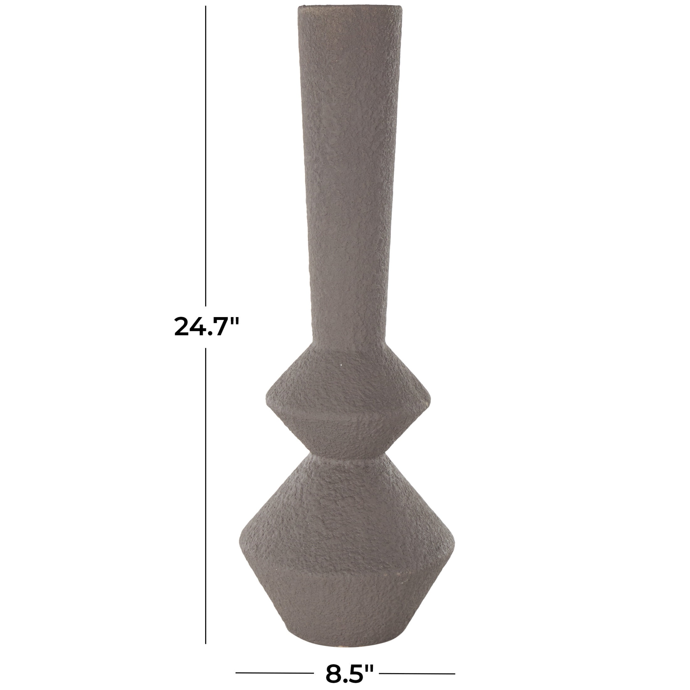 DecMode 25" Art Deco Fluted Dark Gray Metal Vase