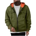 thumbnail image 2 of Visit the JURANMO Store Zip Up Hoodie for Men Drawstring Long Sleeve Athletic Hooded Sweatshirt Regular Fit Casual Fall Jackets with Chest Pockets Army Green XXL, 2 of 8