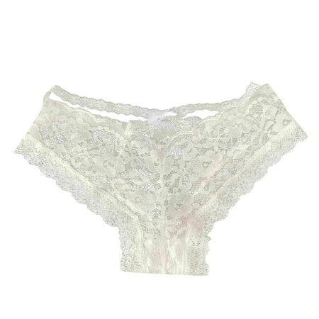 Odeerbi 2025 Lace Briefs Seamless Panty Women Lace Underwear Lingerie Thongs Panties Ladies Hollow Out Underwear Blue