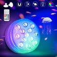 thumbnail image 1 of Luz LED sumergible, 16 luces subacuáticas multicolores, 13 cuentas LED con control remoto RF, luces de baño impermeables para jardín, piscina, florero, acuario, decoración (1 unidad), 1 of 5