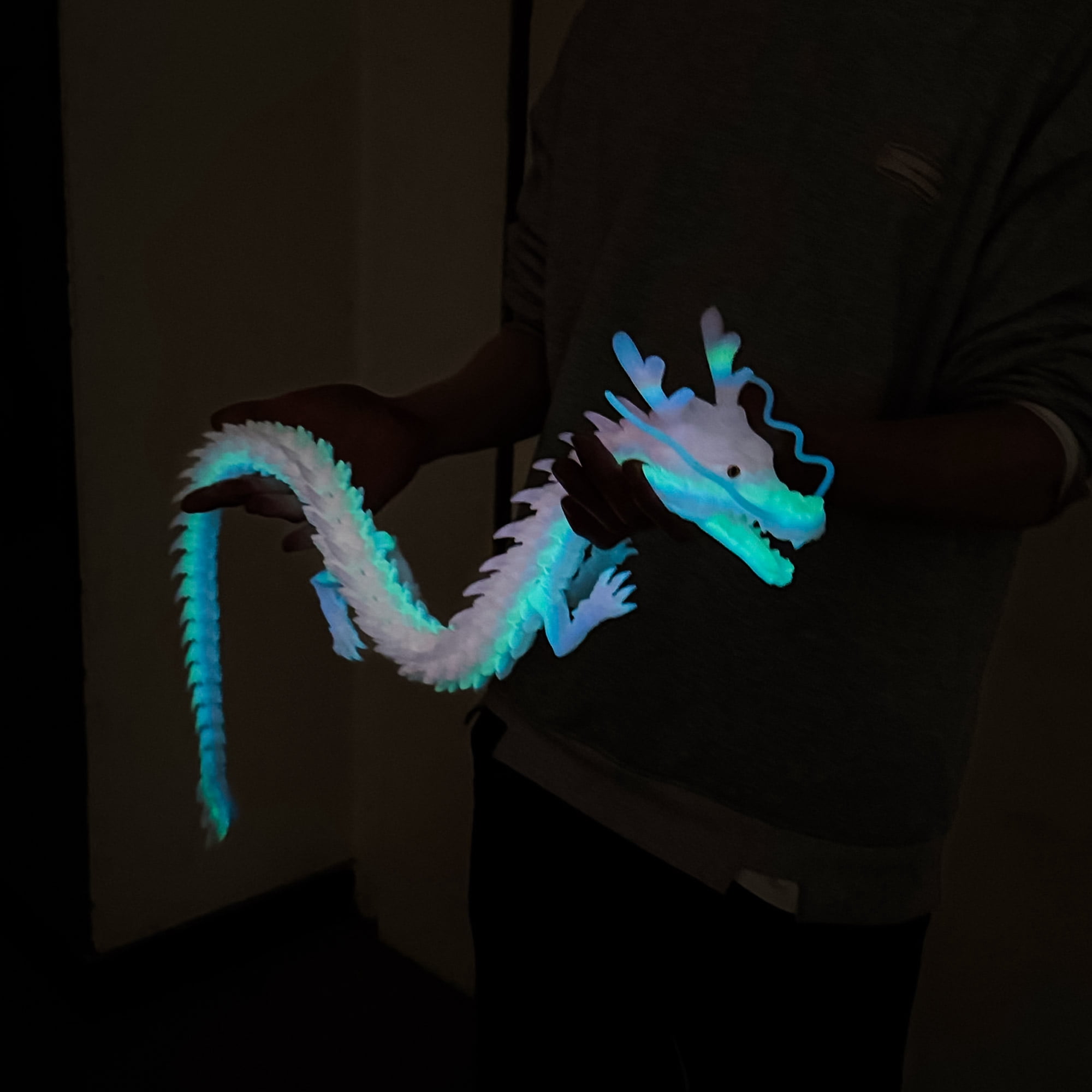 33.5inch 3D Printed dragon,Flexible Joint Animal lacertid Figurines, Home Office Decor,Fidget Toy for Adults Teens Boy Festival Gifts,Easter Basket Stuffers,Executive Desk Toy