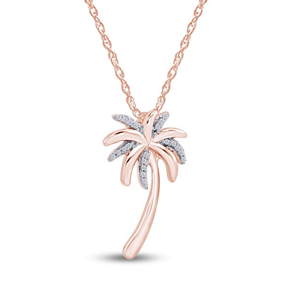 AFFY Natural Diamond Accent Palm Tree Pendant in 10K Solid Rose Gold