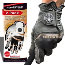 Copper Tech Golf Glove Men (2 Pack) | Copper Compression for Joint & Muscle Support | Non-slip Tacky Grip Palm | Premium Synthetic Leather