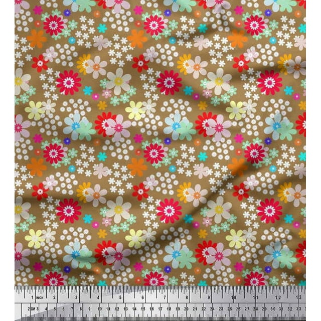 Soimoi Tissu en Satin Modal Imprimé Floral 1 Yard 42 Pouces de Large