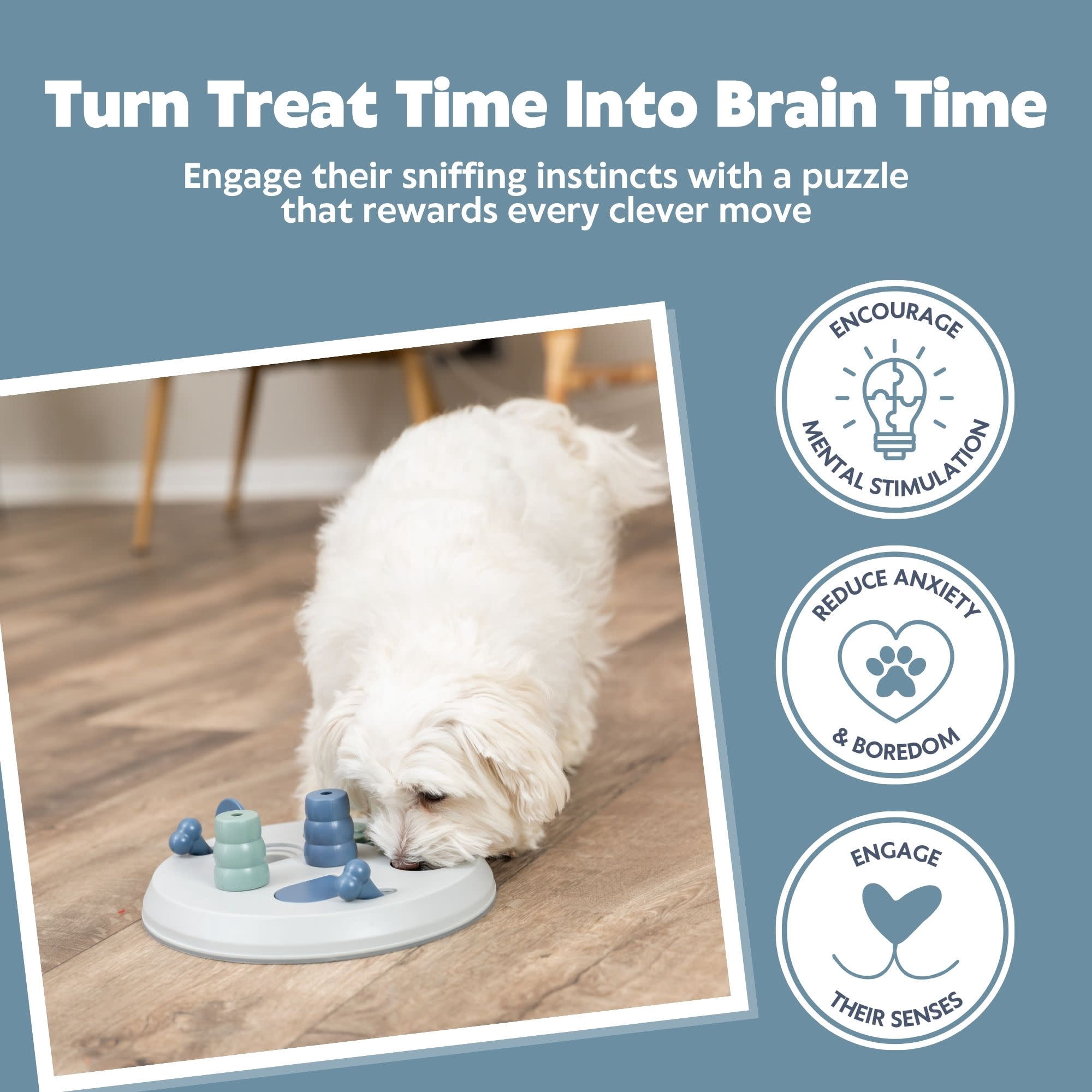 TRIXIE Dog Activity Flip Board Strategy Game, Level 2 Dog Puzzle Toy, Treat Dispenser