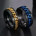 thumbnail image 6 of 5-Colors 8mm Silver/Gold/Black/Blue Spinner Chain Band Mens Steel Ring Size 7-12, 6 of 9