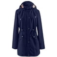thumbnail image 2 of Women's Waterproof Windbreaker Trench Coat, Adjustable Waist Raincoat, Hooded Rain Jacket, Long Sleeve Outdoor Jacket, Hiking Raincoat, Packable Rain Jacket, Windproof Rainwear Navy M, 2 of 5