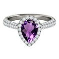 thumbnail image 2 of Mauli Jewels Rings for Women 1.55 Carat Diamond and Pear Shaped Amethyst Ring 4-prong 10K White Gold, 2 of 7