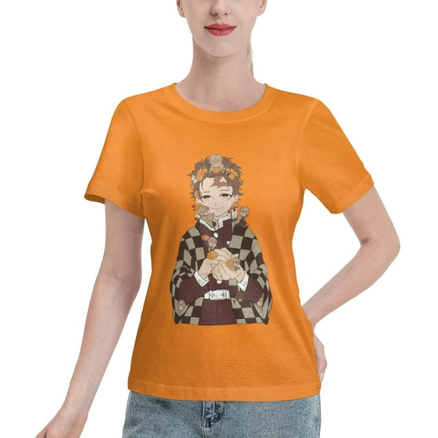 T-Shirt Basique à Manches Courtes pour Femmes Demon Slayer Blade Tanjiro