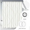 thumbnail image 2 of Beige Khaki Shower Curtain for Bathroom with Hooks, Extra Long Shower Curtain Set Stripe Bath Curtains Decorative White Shower Curtains Weighted Hem Water Repellent Washable, 72 x 84, 2 of 3