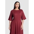 thumbnail image 3 of ELOQUII Women's Plus Size Seam Detail Ponte Workwear Midi Dress, 3 of 3