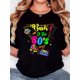 thumbnail image 1 of Camisetas de verano para mujer, manga corta, cuello redondo, casual, lindo, con gráficos, camisetas básicasWomen's Retro 80s Triangle Skates Graphic T-Shirt - "Back to the 80's" Print, Black Casual, 1 of 6