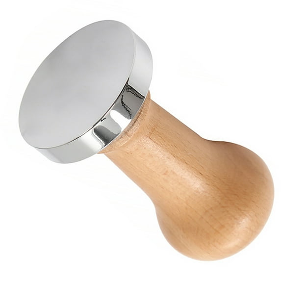 Solid Wood Handle Coffee Tamper Stainless Press Powder Hammer Squeezer, Thread Base 3#