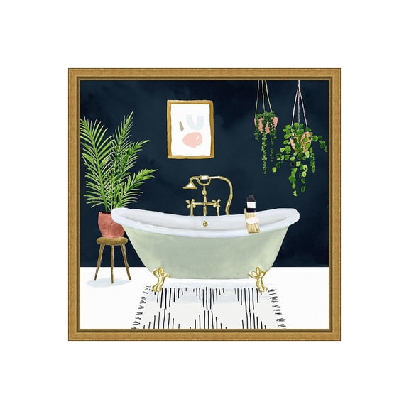 Amanti Art Boho Bath I by Victoria Borges Framed Canvas Wall Art Print 16" x 16" (A42675040728)
