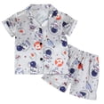 thumbnail image 1 of Odeerbi 1-8 Años Niños Niñas Pijama de Verano de Satén Con Solapa de Muesca Camisas de Manga Corta Pantalones Conjunto de Pijama Con Estampado Floral Suave, 1 of 9
