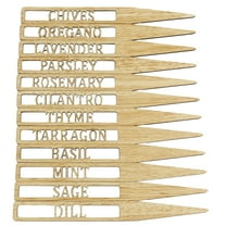 12PCS Bamboo Herb Garden Markers Set, Beautiful Herb Garden Labels - Sturdy Herb Markers for Outdoor Garden or Potted Herbs - Lovely Herb Garden Signs