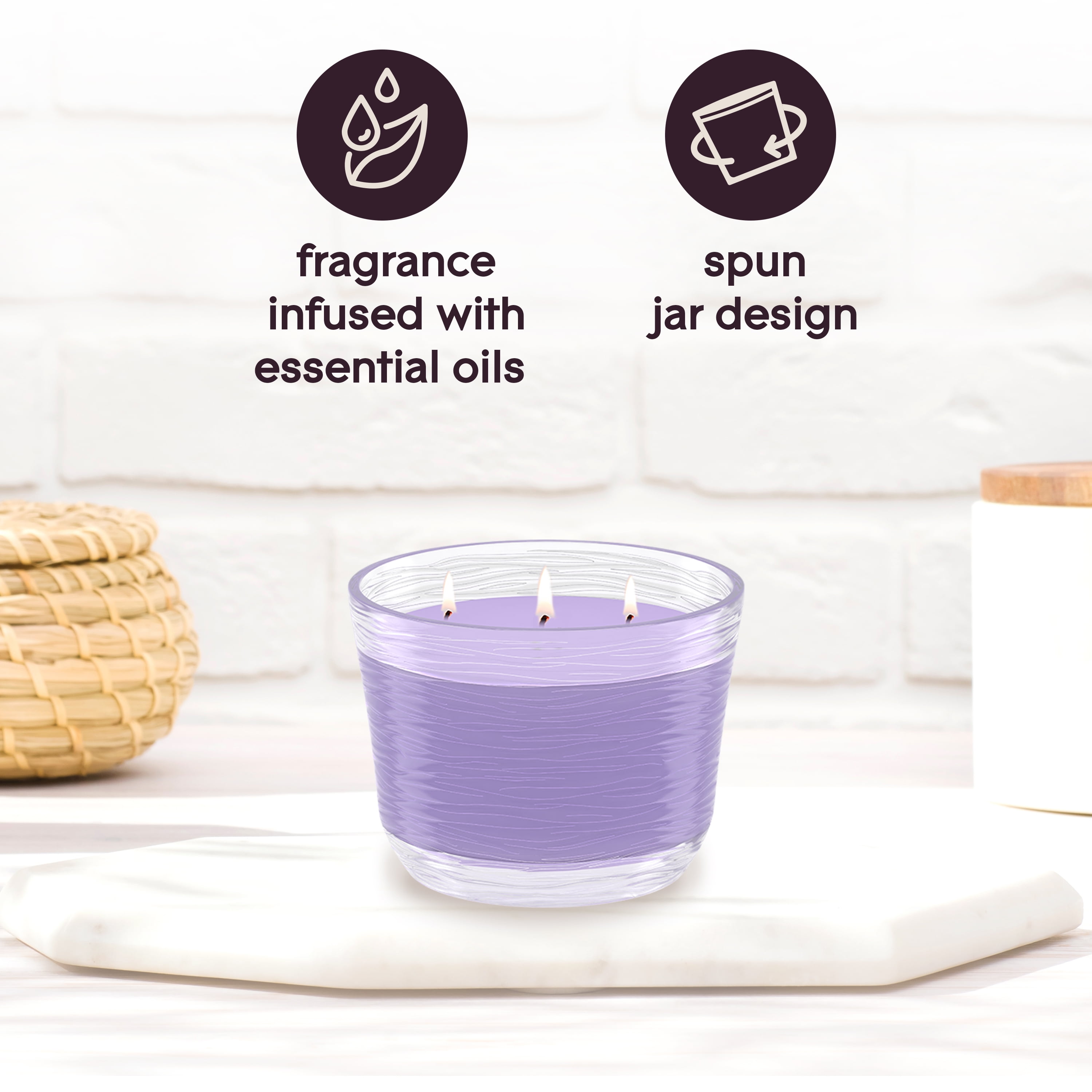 Glade 3-Wick Candles, Tranquil Lavender & Aloe, 6.8 oz, 3 Count