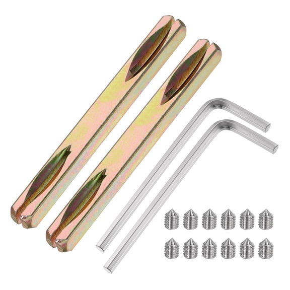 3 Pack Door Knob Spindle, 100mm Long Spare Door Handle Spindle Bar with Hex Screws & Wrench, Square Doors Handles Lock Replacement for Furniture Assembly, DIY Projects, Gold