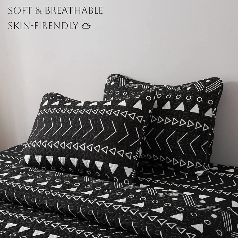 Boho Black Quilt Set King Farmhouse Bedding Bedspread King Size