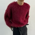 thumbnail image 2 of INCERUN Mens Fluffy Faux Fur Jumper Sweater Long Sleeve Winter Casual Loose Pullover, 2 of 8