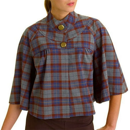 Juniors Elite Plaid Capelet Jacket